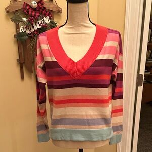 Cabi Striped V-Neck Women's Sweater